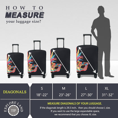 Explore Land Travel Luggage Cover Suitcase Protector Fits 27-30 Inch Case (Carnival, L)