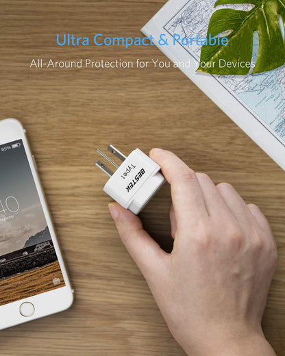 BESTEK Australia New Zealand Travel Plug Adapter, Grounded Universal Type I Plug Adapter AU to US Adapter, Compact for Australia, New Zealand and More