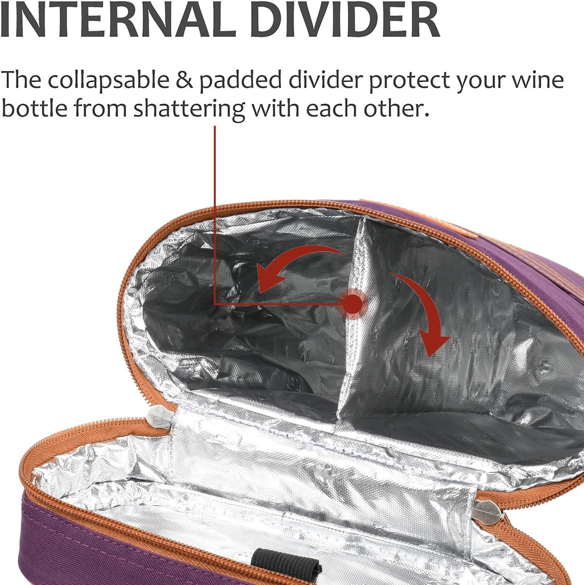 Tirrinia 2 Bottle Wine Gift Tote Carrier - Insulated & Padded Versatile Cooler Bag for Travel, BYOB Restaurant, Wine Tasting, Party, Great Gift for Wine Lover, Purple