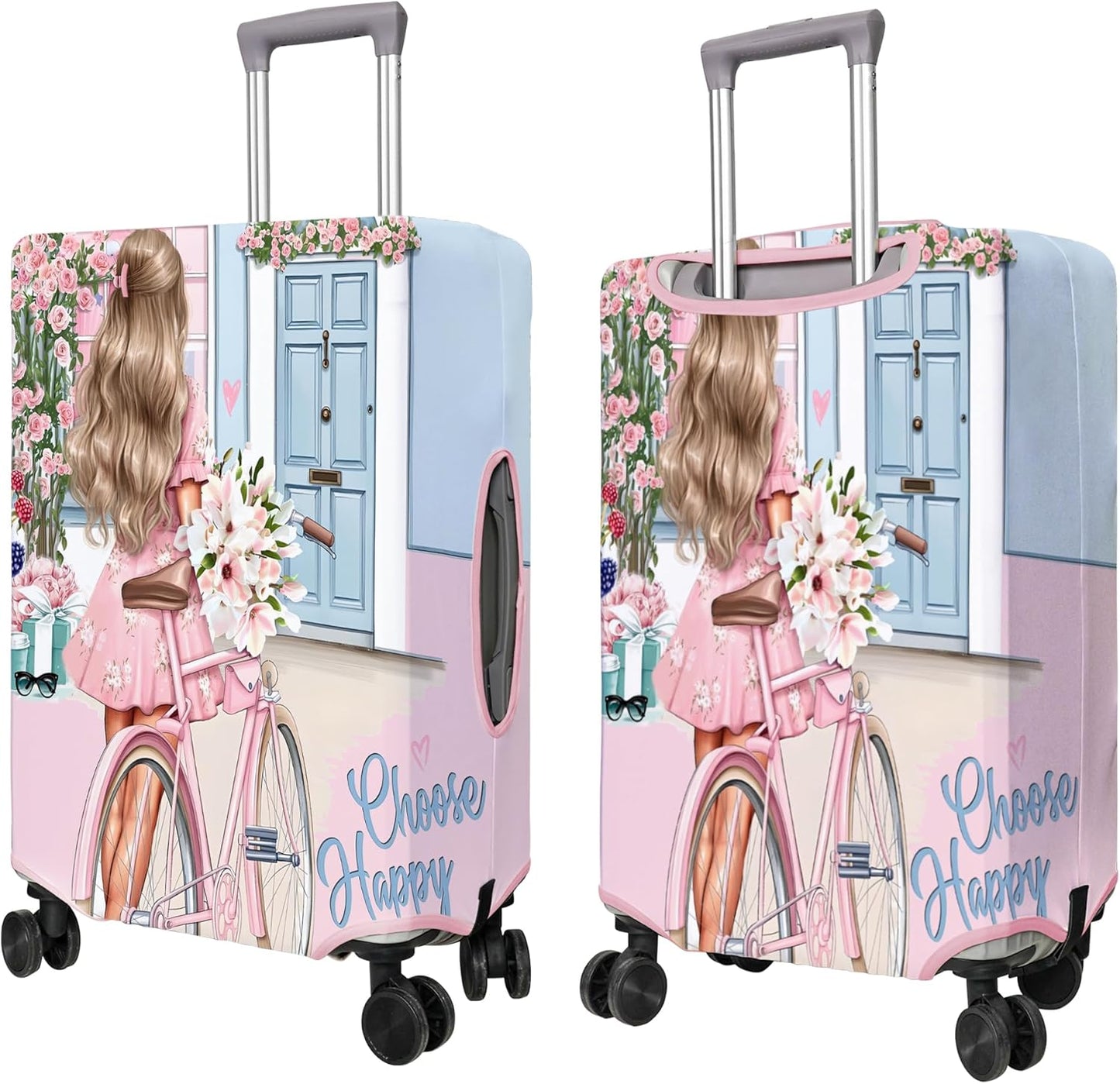 Travel Luggage Cover Suitcase Protector Fits 18-32 Inch Wheel Covers PatternedTravel Related Items Flower Luggage Protector Elastic L