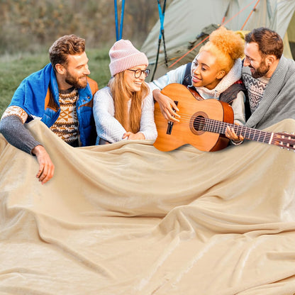 PHF Oversized King Fleece Blanket 120"x120", No Shed No Pilling Big Soft Blanket, Extra Large 10'x 10' Lightweight for Bed, Sofa Travel and Camping, Suitable for All Season, Beige