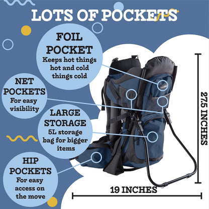 Hiking Baby Carrier Backpack - Comfortable Toddler/Baby Backpack Carrier System with Diaper Change Pad, Insulated Pocket + Rain and Sun Hood to Protect Your Child