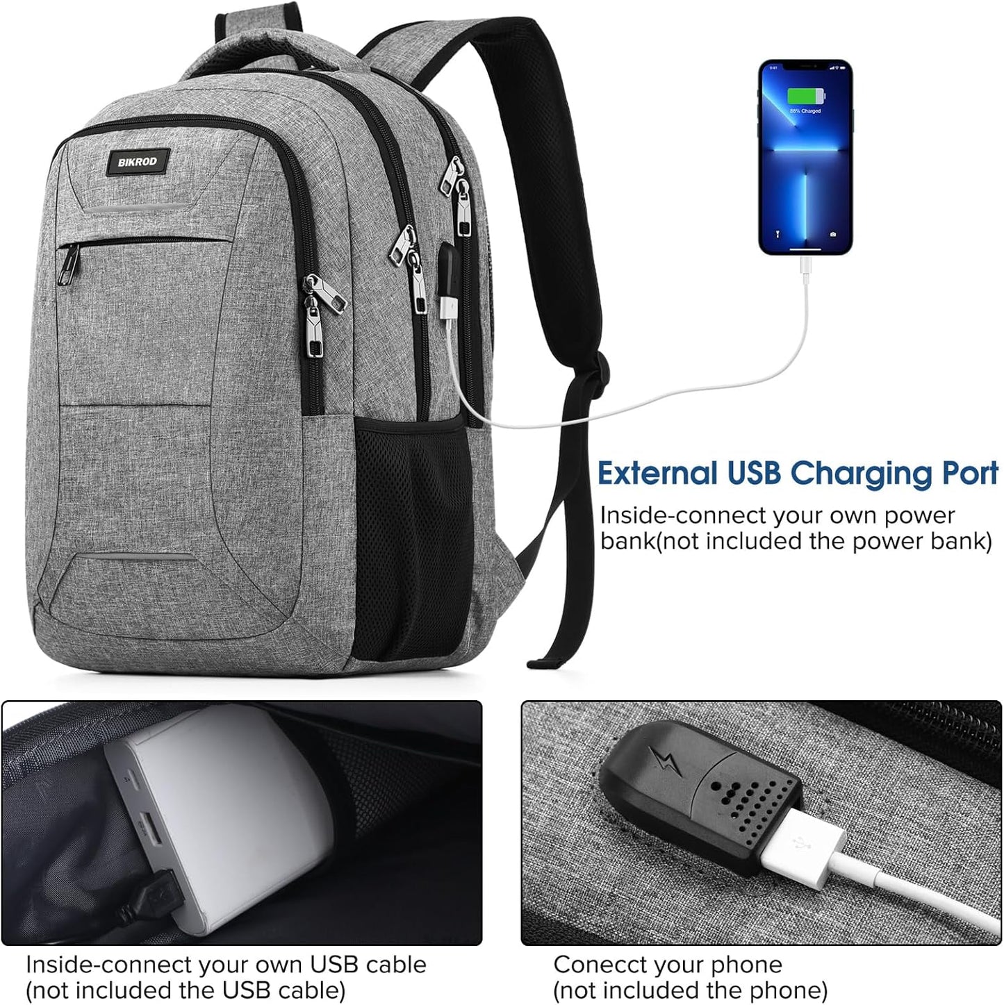 Backpack for Men and Women, Backpacks for School Teens, Travel Laptop Backpack with USB Charging Port Fits 15.6 Inch Laptop, Water Resistant College Bookbag