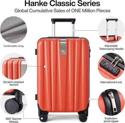 Hanke 29 Inch Luggage Suitcases With Spinner Wheels Lightweight PC hardside Rolling Suitcase With Travel Lock, Checked-Large 29-Inch Christmas Gifts for Birthday （Orange）