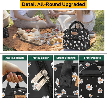 HOMESPON Insulated Lunch Bag for Women Men Lunch Box Cooler Lunch Tote for Work Picnic (Daisy)