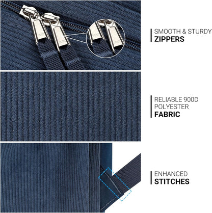 ZORFIN 26L Backpack for College, and Travel: Corduroy Bookbag - Midnight Blue