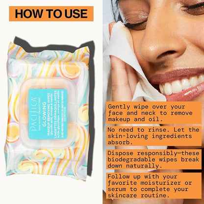 Pacifica Beauty | Glowing Makeup Remover Wipes | Gycolic Acid, Coconut Water - Image 13