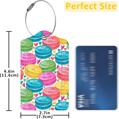 2 Pack Luggage Tags for Suitcases,Colorful Sweet Macarons Luggage Tag,PU Leather Id Label Luggage Tags with Stainless Steel Loop and Privacy Cover for Women Men Teens Travel