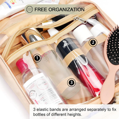 Travel Hanging Toiletry Bag for Women, Cruise Ship Essentials, with Jewelry Organizer, Extra Large Makeup Dopp Kit, Waterproof Cosmetic Bags, Toiletries Kit Set with Trolley Belt, Khaki