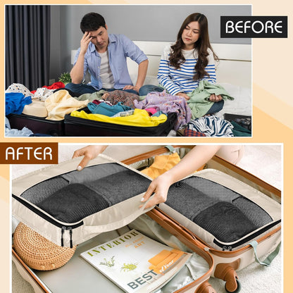 5 Pcs Packing Cubes for Suitcase Large Travel Cubes Carry on Luggage Organizer Bags for Clothes Accessories(M,Khaki)