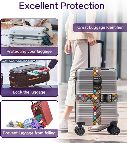 Luggage Straps for Suitcases Travel Belt Luggage Band Heavy Duty Traveling Luggage Identifier Cute Women Girls Unique Accesory,