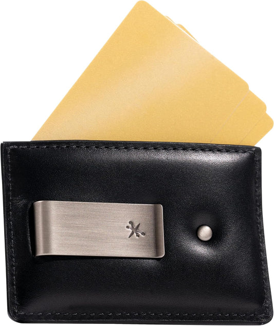 House of Jack Co. Slim Daddy Slim Money Clip Wallet for Men, Minimalistic Front Pocket Card Holder, Full Grain Cowhide Leather Wallet, Black