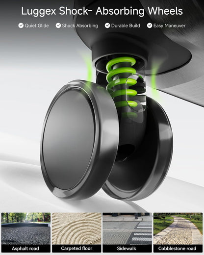 Trunk Luggage, Expandable PC Hard Shell Large Checked 28 Inch Suitcase with Shock - Absorbing Wheels & TSA Lock, Black, 91L - 105L