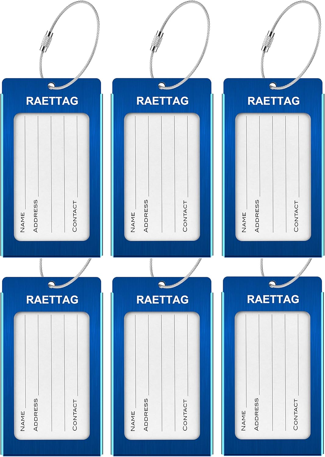 Luggage Tags Metal Suitcase Tags Travel Bag ID Identifier Luggage Tag (Blue 6-Pack)