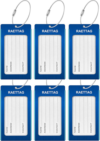 Luggage Tags Metal Suitcase Tags Travel Bag ID Identifier Luggage Tag (Blue 6-Pack)