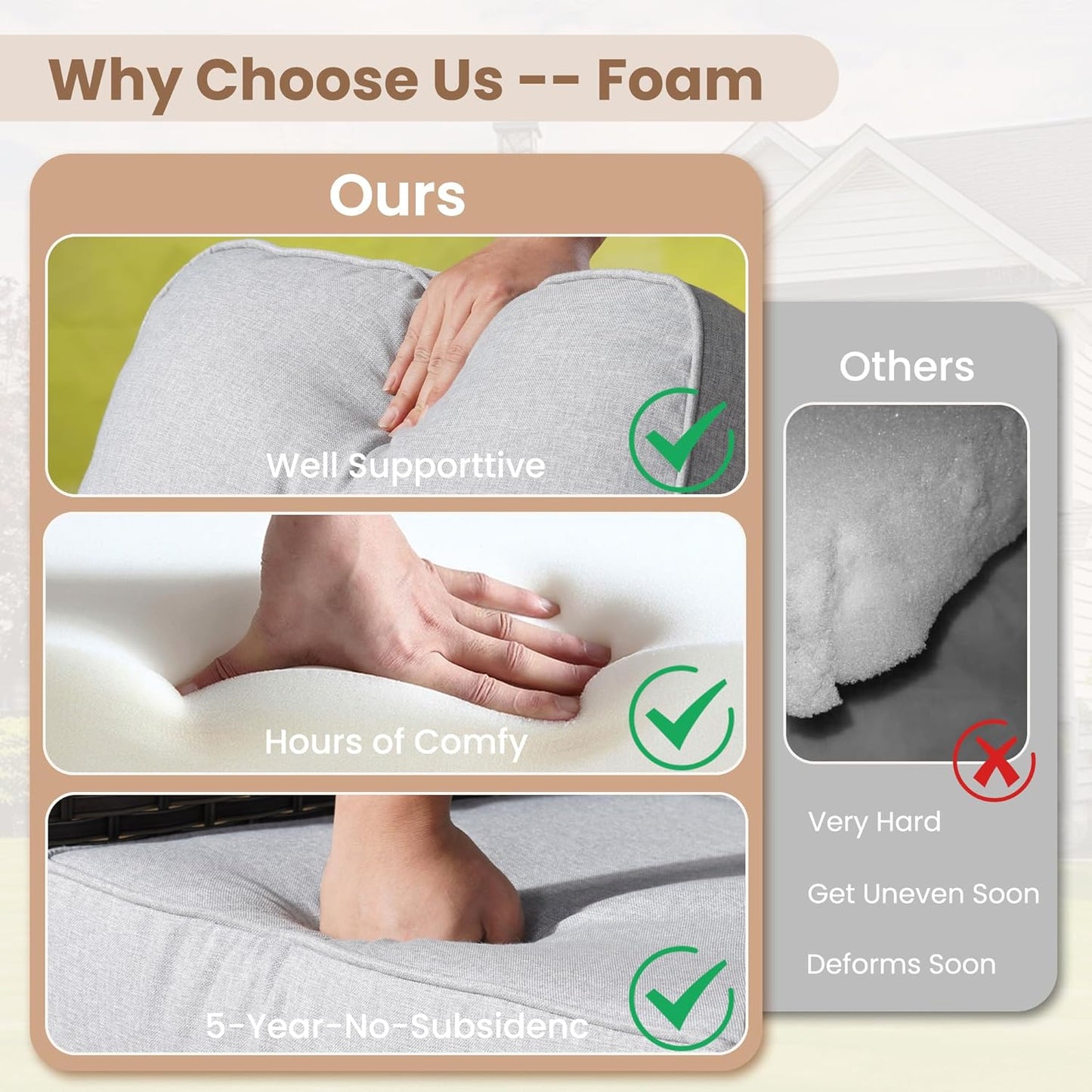 HOOOWOOO Patio Furniture Set,Outdoor High Back Loveseat Set,All Weather Wicker 2-Seater-Sofa Love Seat with Table,Light Gray