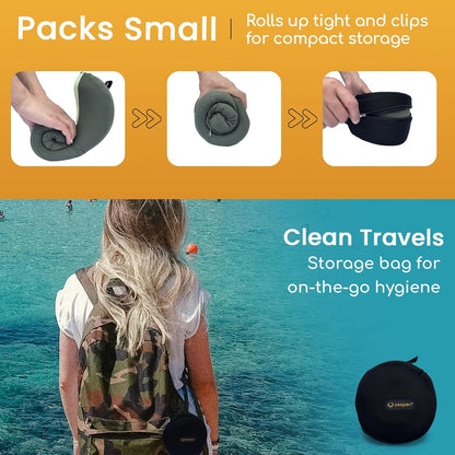 Cesperi® Travel Neck Pillow for Airplanes, Ergonomic Design, Airplane Neck Pillow with Memory Foam, Travel Essentials for Flights, Car Rides, and Home Rest, M Size, 140-210LB (Avocado Green)