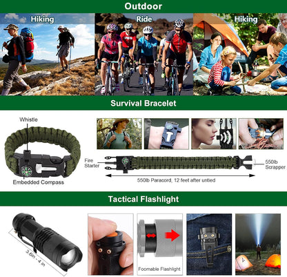 Gifts for Men Dad Husband Teenage Boy, Survival Kit 28 in 1, Survival Gear Tool Emergency Tactical Equipment Supplies Kits for Families Outdoors Camping Hiking Adventures