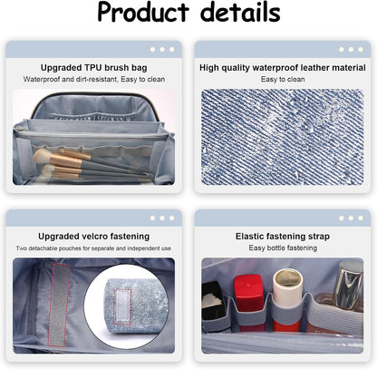 Travel Makeup Bag Cosmetic Bags for Women: 3 Sets Large Capacity Make up Bag - Portable Toiletry Bags with Handle for Women(05-Blue)