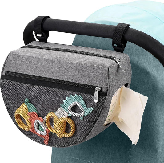 Accmor Insulated Side Sling Stroller Saddle Bag Organizer, Universal Stroller Organizer, Stroller Bag Caddy Organizer, Grey