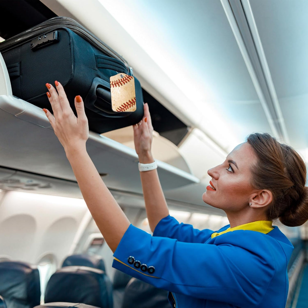 Luggage Tags for Suitcase Baseball 2 PCS Leather Travel Luggage Tag with Stainless Steel Loop Name ID Label Privacy Cover for Women Men Travel