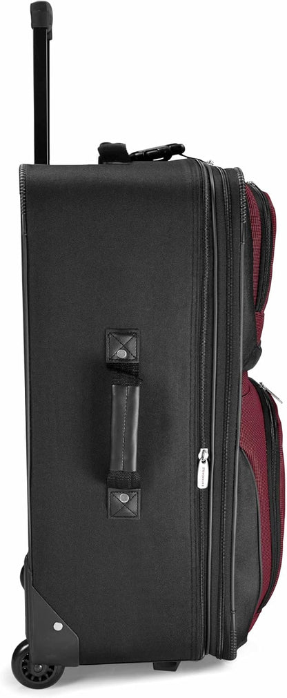 Travel Select Amsterdam 8-Piece Softside Expandable Luggage Set, Lightweight 2-Wheel Suitcases with Packing Cubes & Travel Tote, Durable Polyester Construction, Burgundy