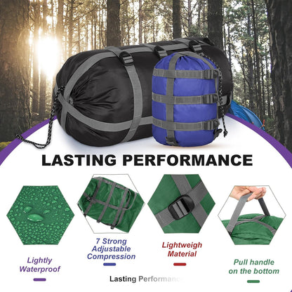 5 Pack Compression Stuff Sack 5 Assorted Size Sleeping Bag Stuff Sack Ultralight Sleeping Bag Cover Space Saving Gear for Travel Outdoor Camping Hiking Backpacking