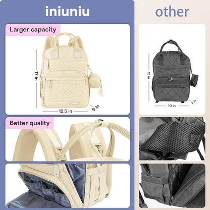 iniuniu Diaper Bag Backpack, 4 in 1 kit Large Unisex Baby Bags for Boys Girls, Waterproof Travel Back Pack with Diaper Pouch