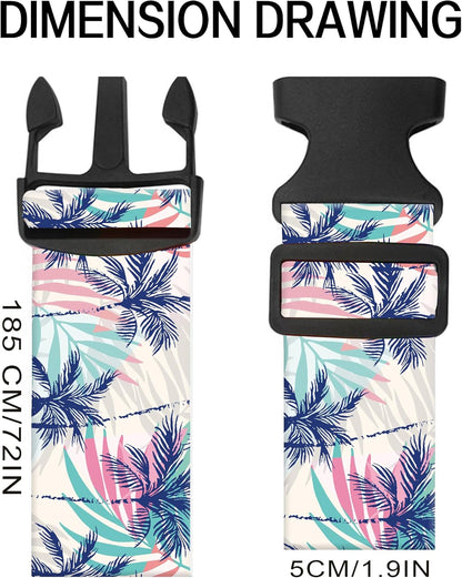 Luggage Straps for Suitcases, Adjustable Travel Belt, Durable Wide Luggage Strap, Cute Suitcase Strap Identifiers with Buckle, Bag Straps for Luggage, Cute Boho Leaf
