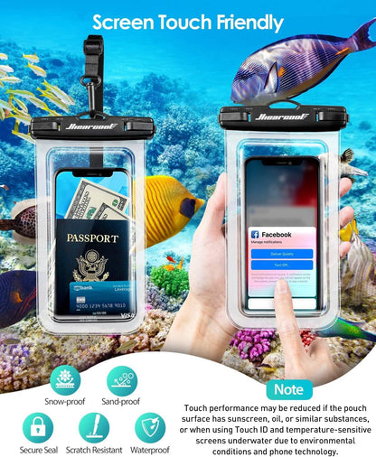 Hiearcool Waterproof Phone Pouch, Waterproof Phone Case, IPX8 Cellphone Dry Bag Compatible for iPhone 16 15 14 13 Pro Max Plus Cellphone Up to 8.3", Beach Essentials for Travel-Clear-4Pack