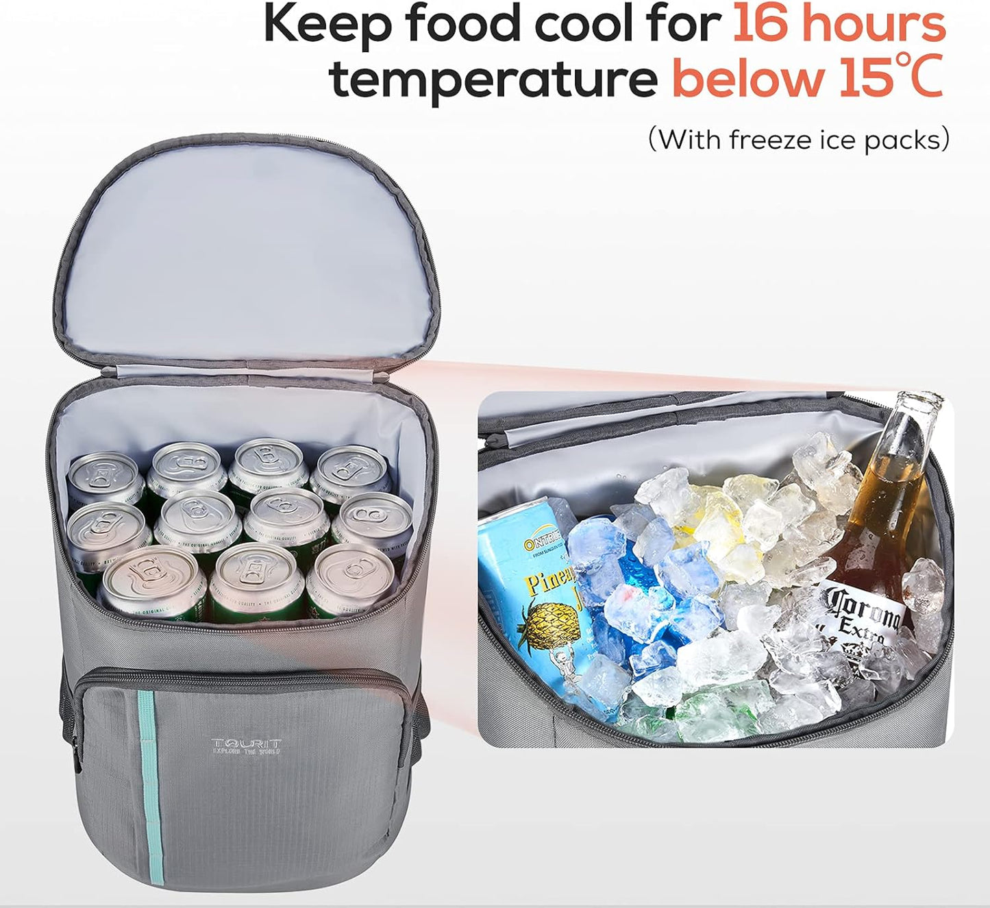 TOURIT Cooler Backpack 30 Cans Lightweight Insulated Backpack Cooler Leak-Proof for Men and Women