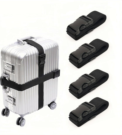 Adjustable Heavy-Duty Luggage Straps for Suitcases – Thickened Travel Belts for Carry-On, Checked Bags, and Backpacks – Keep Your Luggage Secure (Black)