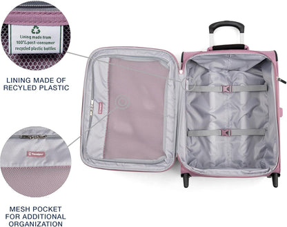 Travelpro Maxlite 5 Softside Expandable Upright 2 Wheel Carry on Luggage, Lightweight Suitcase, Men and Women, Orchid Pink Purple, Carry On 20-Inch