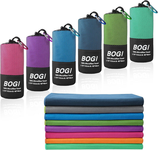 BOGI Microfiber Travel Sports Towel-Quick Dry Towel, Soft Lightweight Microfiber Camping Towel Absorbent Compact Travel Towel for Camping Gym Beach Yoga Swimming Backpacking (S:16''x32'',2Pcs-Blue)