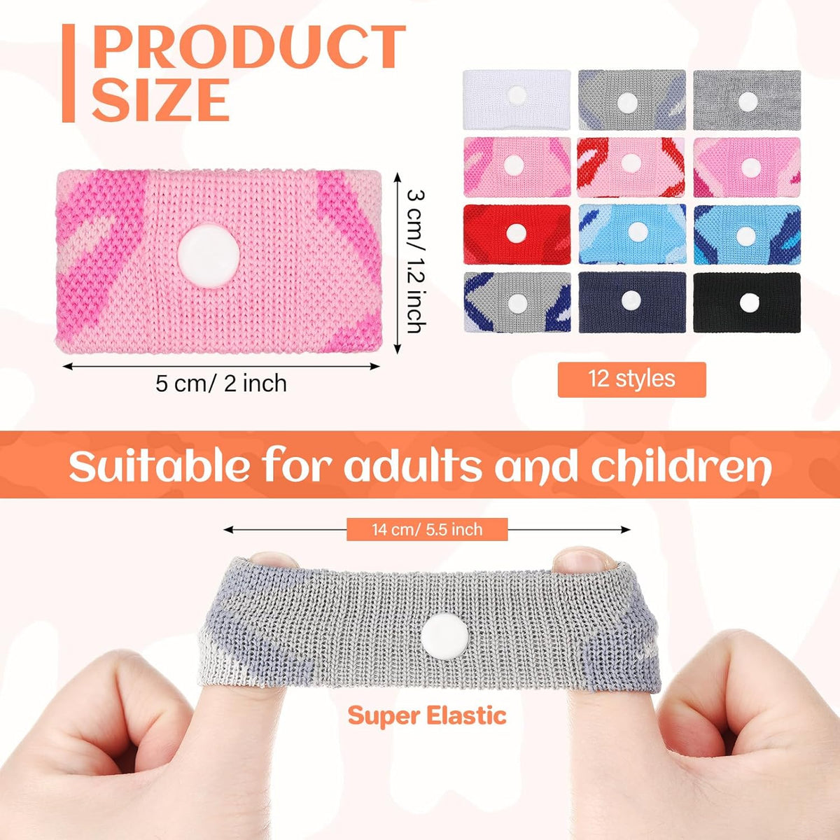 Zhanmai 12 Pairs Motion Sickness Bands for Kids Adults Nausea Wristbands Colorful Nausea Relief Bracelet for Car Sickness Pregnancy Ride Sea Flying Travel(Camouflage Color)