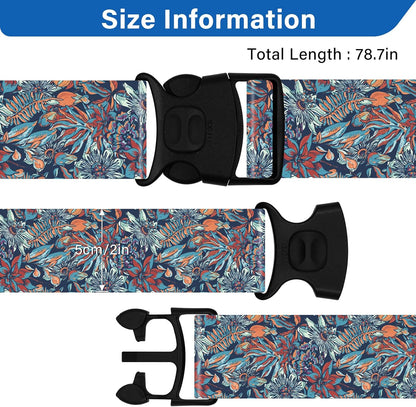 Luggage Straps for Suitcases, Travel Adjustable Belt with Quick Release Buckle, Heavy Duty Nylon Bag Packing Strap, Unique Bright Identifiers Business Travel Accessories (2 Pack) - Blue Flowers