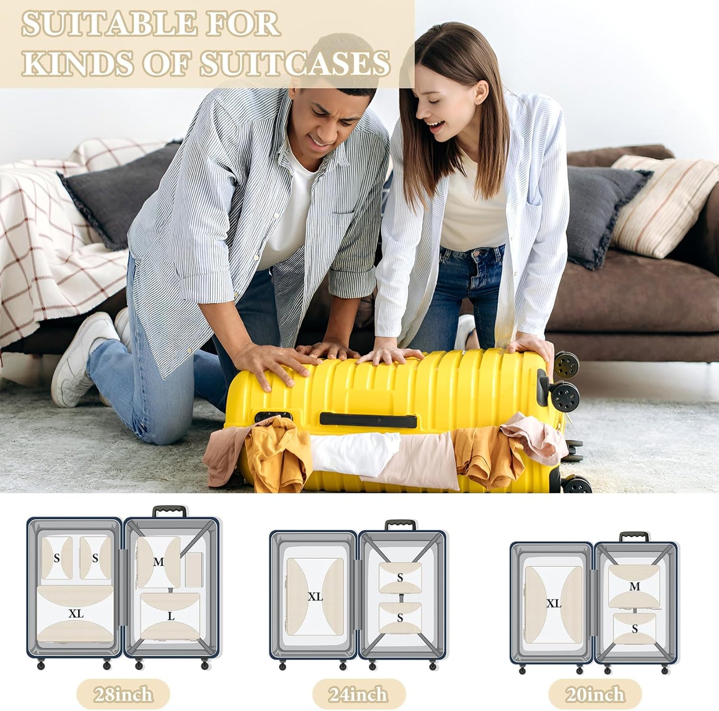 8 Set Compression Packing Cubes for Travel, Packing Cubes Compression Travel Accessories Expandable Packing Organizers for Carry on Luggage Suitcase (Gray)