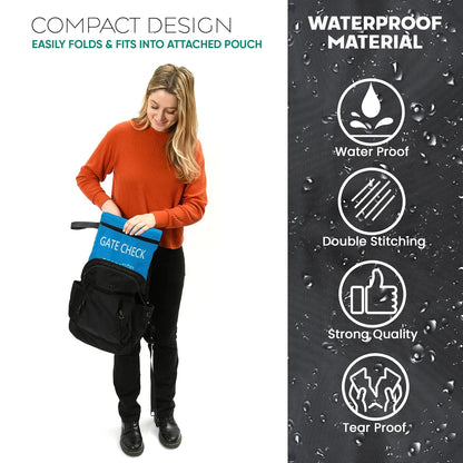 Reperkid Booster Seat Travel Bag for Airplane, Blue, 17" H x 16.5" W x 9.5" D, Compatible with Gb Pockit Stroller and Most Boosters– Premium Waterproof Cover, Hand Bag Design, Durable Zipper