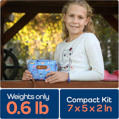 KeepGoing Travel First Aid Kit for Kids – 130 Pc. for Car, Home, Purse, Diaper Bag & Backpack with Latex-Free Bandages - Mini First Aid Kit Travel Size TSA-Approved