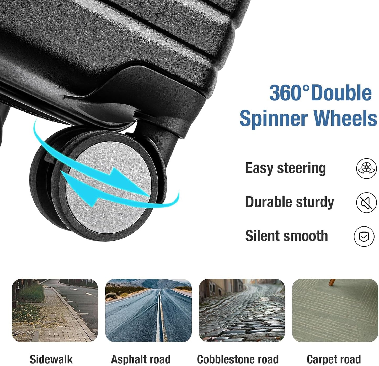 KYME Carry On Luggage 22x14x9 Airline Approved with TSA Lock Hard Shell Carry On Suitcase Lightweight Suitcases with Wheels Small Luggage for Men Women,Carry-On 20 Inch,Black