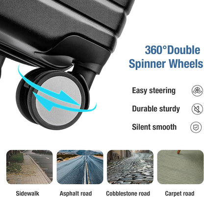 KYME Carry On Luggage 22x14x9 Airline Approved with TSA Lock Hard Shell Carry On Suitcase Lightweight Suitcases with Wheels Small Luggage for Men Women,Carry-On 20 Inch,Black