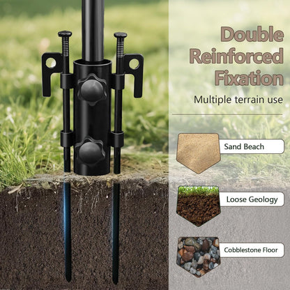 Camping Tarp with Poles & Retainer,15x12.5FT Large Waterproof 210D Oxford Cloth Camping Canopy, Anti-UV UPF100+ Tent Tarp Car Awning for Outdoor, Picnic, Hammock, Car, Backpacking (Khaki-Black)