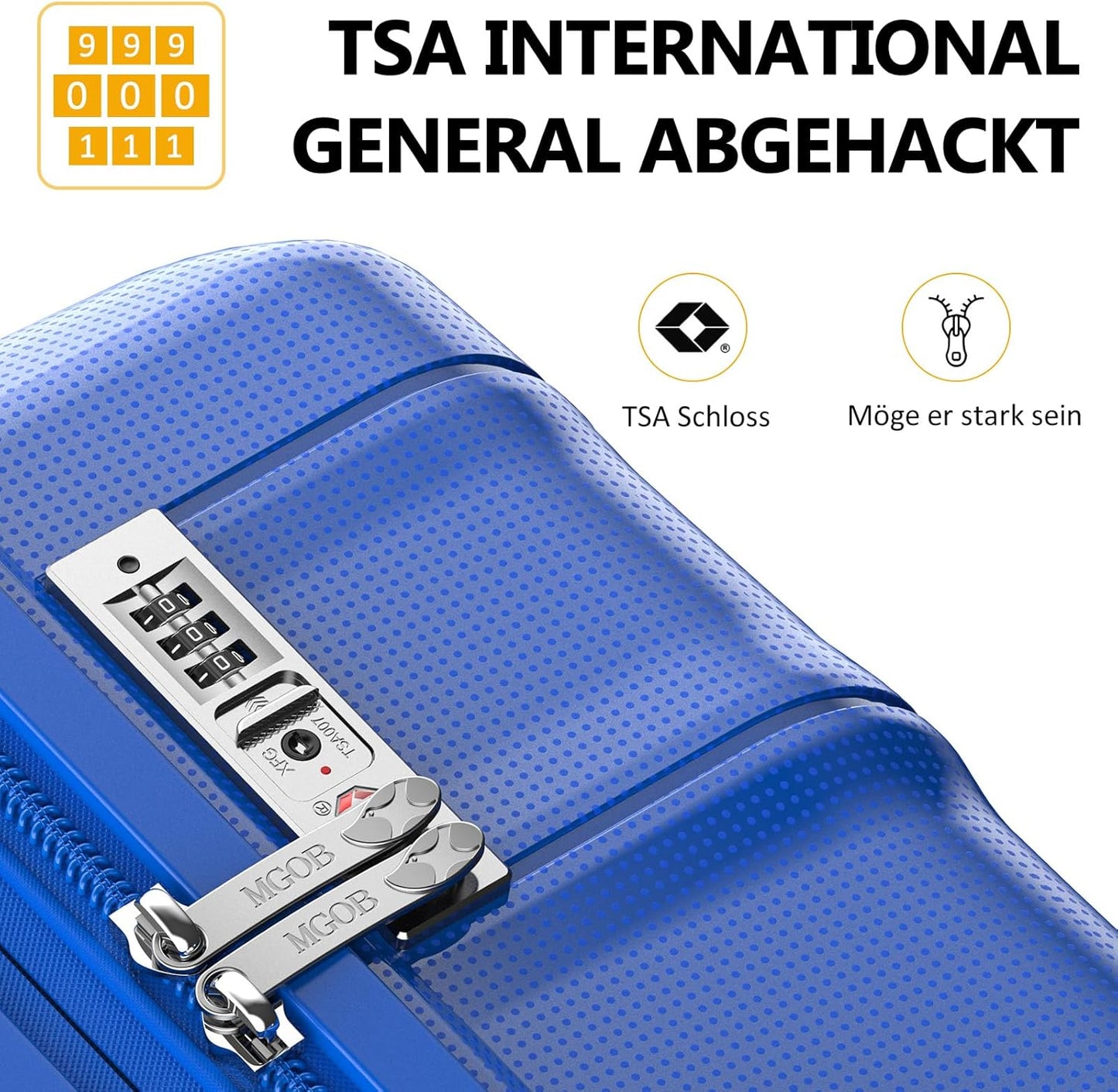 24 Inch Luggage with Spinner Wheels, Hard Shell Suitcase, Lightweight PP Luggages with TSA Lock, Checked-Medium Suitcases 24-Inch, Blue