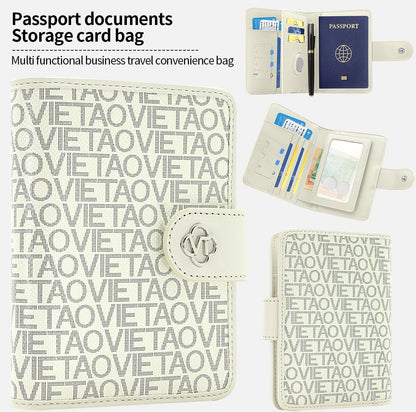 Passport Holder Wallet Bag with AirTag Holder, Card Slots Passport Solt Ticket Cash Solt, Photo Solt Sim Card Pen Slot.White