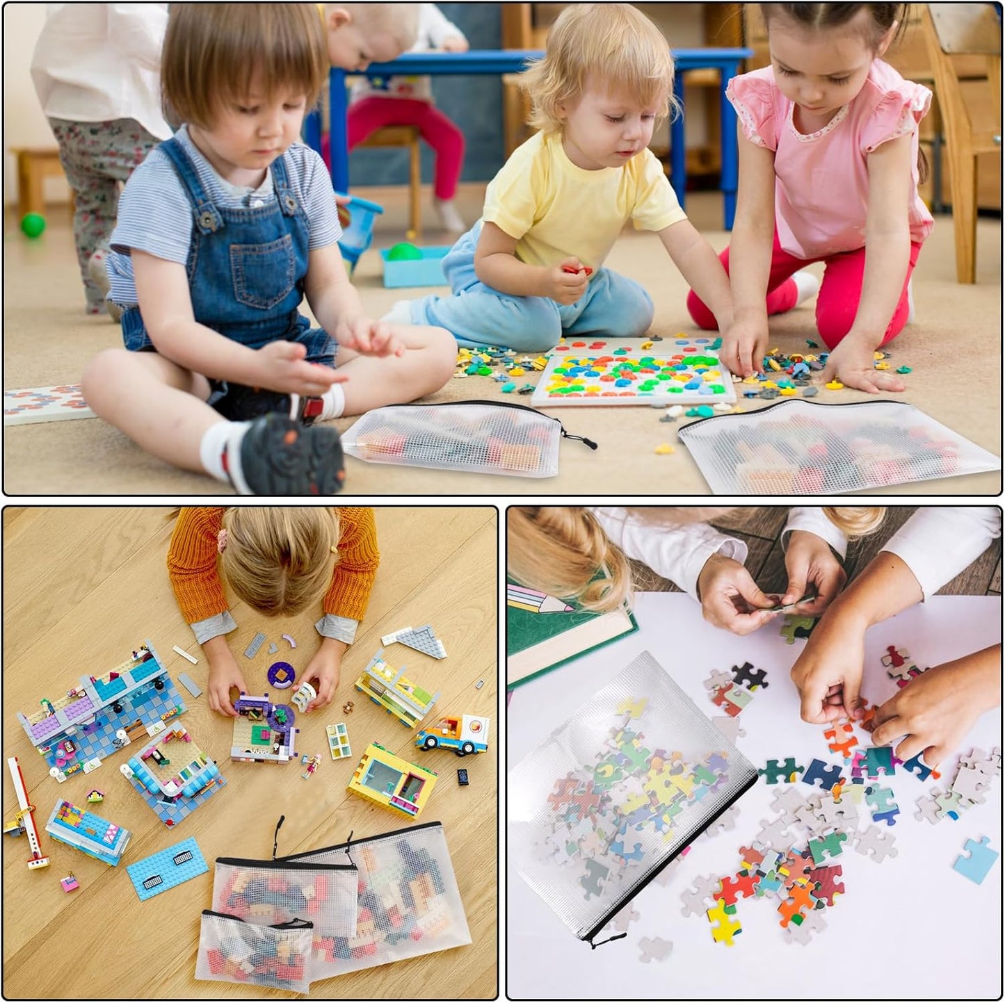 20pcs Multisize Mesh Zipper Pouch, Waterproof Bags for Office Supplies, 8 Sizes Waterproof Plastic Document Pouch, Bags for Travel Storage, Office Supply and Home Organize