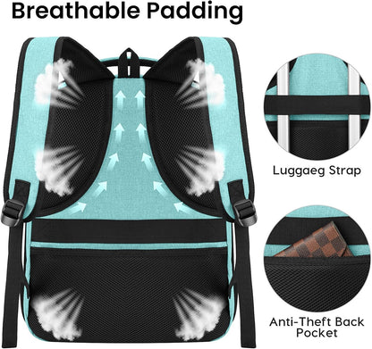 Backpack for Girls Women, School Backpack for Teen Boys, Lightweight Casual High School Bookbag, Daily-use Travel Laptop Backpack with USB Charging Port Fits 15.6 Inch Notebook