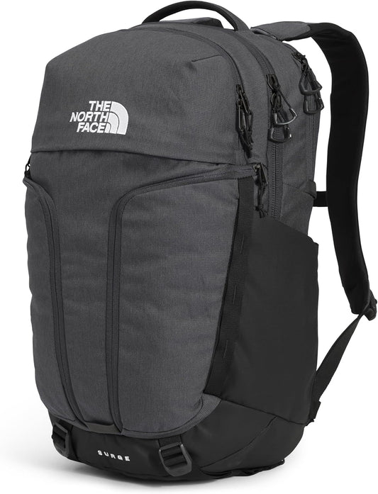 THE NORTH FACE Surge Commuter Laptop Backpack | Daypack with Water Repellent Finish, 16" Laptop Sleeve, Reflective Details, Asphalt Grey Light Heather/TNF Black-NPF, One Size