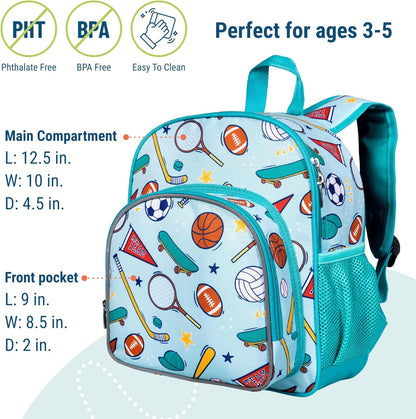Wildkin 12-inch Kids Backpack – Padded, Adjustable, Ideal for Daycare & Travel - Team Spirit