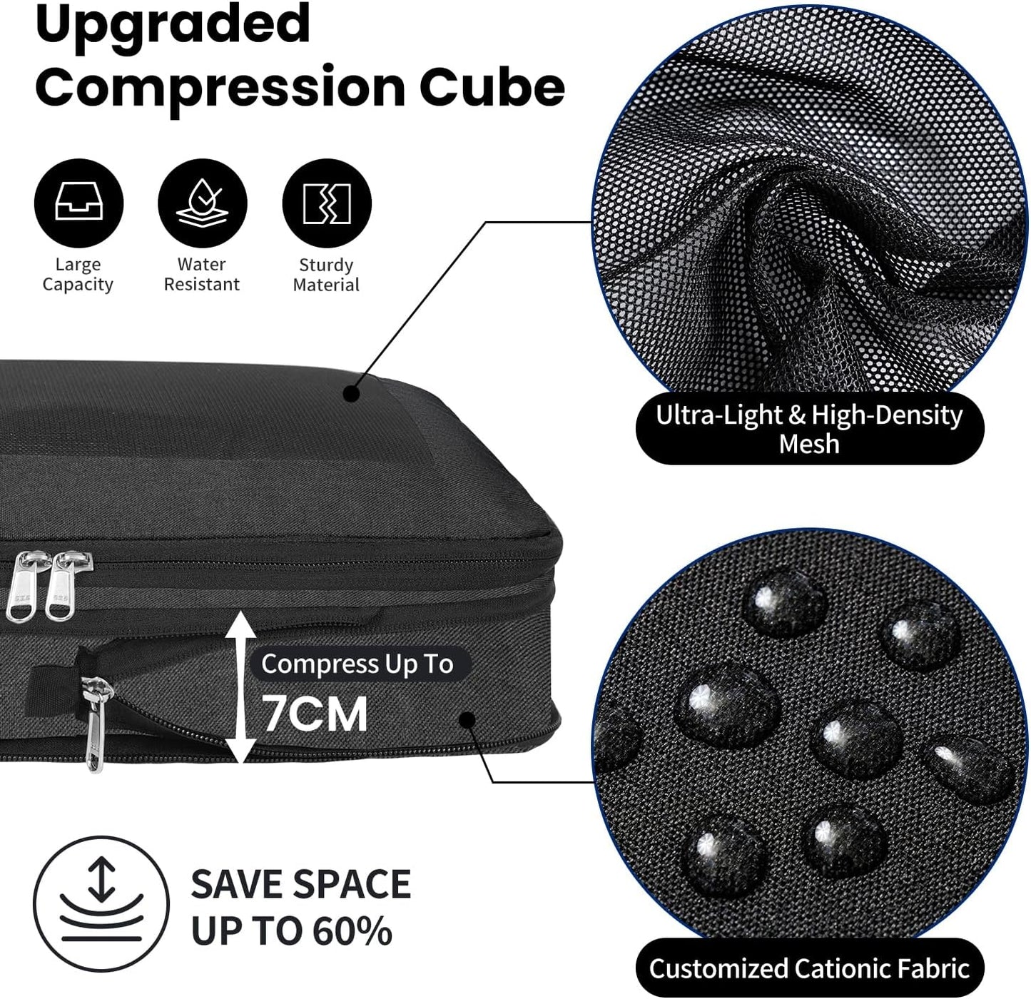 8 Set/6 Set/4 Set Compression Packing Cubes for Travel, Lightweight Vacation Travel Essentials, Travel Accessories for Suitcase Organizer Bags Set, Durable Luggage Organizer