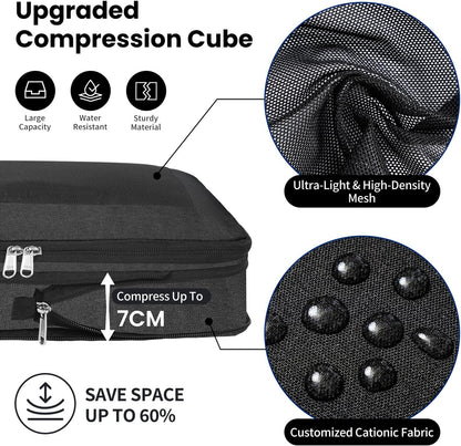 8 Set/6 Set/4 Set Compression Packing Cubes for Travel, Lightweight Vacation Travel Essentials, Travel Accessories for Suitcase Organizer Bags Set, Durable Luggage Organizer